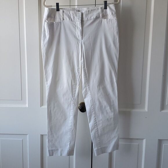 LOFT CURVY ANKLE PANT WHITE COTTON STRETCH SIZE 6 SUMMER SPRING - Picture 1 of 8